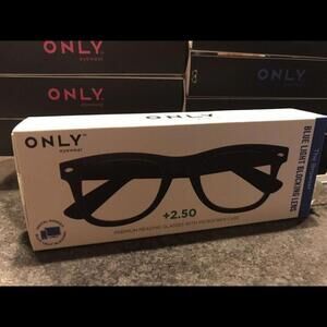 ONLY Eyewear BROWSER +2.50 Blue Light Blocking Reading Glasses Black Frames